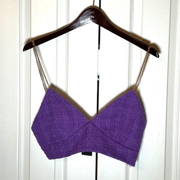 Maje Womens Lapraia Chain-Strap Tweed Top - Picture 2 of 9